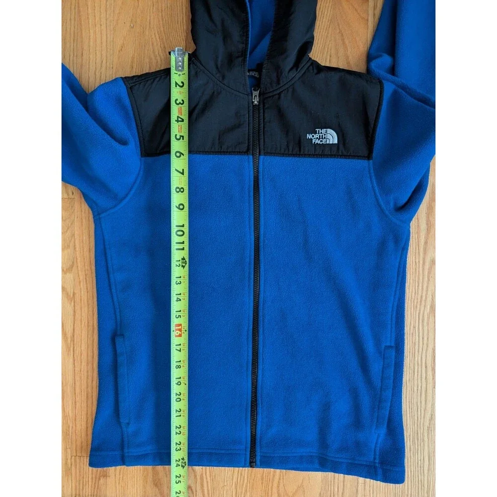 The North Face Youth Full Zip Fleece Jacket Youth XL 18-16 Blue Hooded Pockets